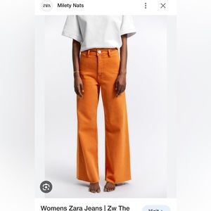 Zara Women’s high waisted ZW Marine straight jean. Burnt orange color. Size 6